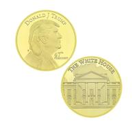 APEUODDHD Pièce commémorative du 47e président des États-Unis Donald Trump Collection de médailles plaquées Or de la Maison Blanche Cadeau