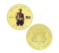 APEUODDHD Pièce commémorative du 47e président des États-Unis Donald Trump médaille d'or « N'abandonnez jamais » Collection Cadeau