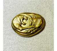 APEUODDHD Pièce de Monnaie de l'empire lydien pièce de Collection Grecque Antique Lion et Taureau plaquée Or Ornement de Bureau en métal