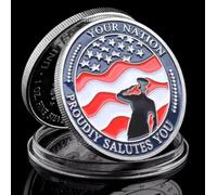 APEUODDHD USA Votre Nation Vous salue fièrement pour Votre Service Militaire Pièce de défi plaquée Argent