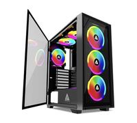 Apevia Genesis Pro G-Pro-BK Boîtier de Gaming avec 2 Panneaux en Verre trempé, Ports USB 3.0/USB 2.0/Audio, 6 Ventilateurs RVB, Cadre Noir