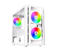 Apevia Phenom-WH Phenom Micro ATX Boîtier PC de Jeu avec 3 Ventilateurs ARGB de 120 mm, 366 Modes d'éclairage RVB, 2 Panneaux en Verre trempé, aérations de Flux d'air sur Le Panneau Avant, filtres à
