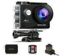 Apexcam Caméra Sport 4k 30fps Caméra Sportive 170° de 20MP Caméra sous-Marine 40M, Plusieurs Modes de Prise de Vue avec Télécommande, 2 * 1050MhA Batteries Rechargeables et Sac d'accessoires