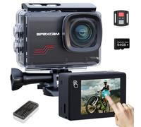 Apexcam Caméra Sport 4K 60FPS 64MP Caméra Étanche 40M Action Cam WiFi avec Micro SD 64GB Écran Tactile Stabilisateur EIS avec Kits d'accessoires pour Sports Extrêmes et Loisirs