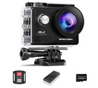 Apexcam Caméra Sport 4k 60fps avec MicroSD 64 GB Action Cam WiFi Camera Étanche 40M Ultra HD Caméra d'action 170 ° Grand-Angle avec 2.4G Télécommande et 2 Batteries Rechargeables et kit d'accessoires…