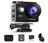 Apexcam Caméra Sport 4k 60fps avec MicroSD 64 GB Action Cam WiFi Camera Étanche 40M Ultra HD Caméra d'action 170 ° Grand-Angle avec 2.4G Télécommande et 2 Batteries Rechargeables et kit d'accessoires…