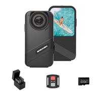 Apexcam K20 Caméra Sport 4K 60FPS 48MP Ultra HD WiFi 8X Zoom EIS avec Ecran Tactile Camera Portable Caméra Vlog Grand Angle de 170° avec Carte 64GB Télécommande 2.4G 2x1350mAh Batteries