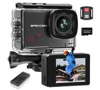 Apexcam M80 Caméra Sport 4K 60FPS avec Stabilisateur EIS Action cam avec Carte 64GB Camera Étanche 40M avec EIS 8X Zoom 170° Grand Angle avec Kits d'accessoires pour Vélo, Plongée, Randonnée