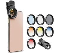 Apexel Huit en Un 37mm Kits de filtres d'objectif pour téléphone Portable pour Appareil Photo:4 Couleurs graduées + polariseur CPL + Filtre ND + Clip Compatible avec iPhone Samsung Smartphone