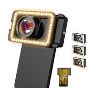 APEXEL Objectif Macro 15x pour iPhone, Objectif d'appareil Photo 3 en 1 avec lumière LED + Adaptateur d'objectif fileté 17 mm pour iPhone, Samsung, Huawei