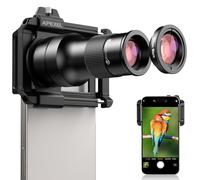 APEXEL Téléobjectif HD 6x à Mise au Point Fixe et Clip Universel Amélioré, Objectif Macro 150 mm,Revêtement FMC,Adapté aux iPhone 17/16/15..., Samsung, Pixel et autres Smartphones,Noir