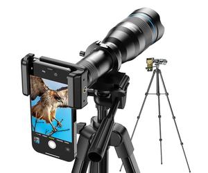 APEXEL Téléobjectif Puissant 60x pour iPhone, Appareil Photo de téléphone Portable avec déclencheur et trépied pour moongazing/Regarder des Jeux