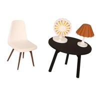 APGLSXY Accessoires sûrs pour petite maison, y compris lumière de chaise de bureau et ventilateur pour maisons de poupée créatives, décoration de maison de modèle mince