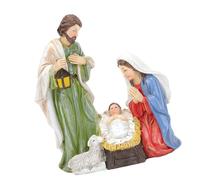 APGLSXY Crèche de Noël illuminée en résine avec bouton - Décoration de vacances - Lumière chaude - Histoire de Noël