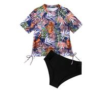 APGLSXY Ensemble de 2 pièces à manches courtes - Confortable - Protection solaire - Haut et bas de bain modernes