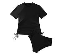 APGLSXY Ensemble de 2 pièces à manches courtes - Confortable - Protection solaire - Haut et bas de bain modernes