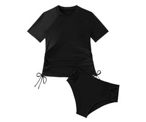 APGLSXY Ensemble de 2 pièces à manches courtes - Confortable - Protection solaire - Haut et bas de bain modernes