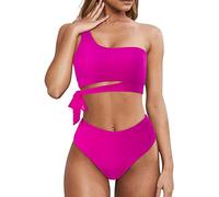 APGLSXY Ensemble de bikinis une épaule - Imprimé léopard - Maillot de bain 2 pièces - Maillot de bain pour femme - Maillot de bain à une épaule - Maillot de bain deux pièces - Imprimé léopard