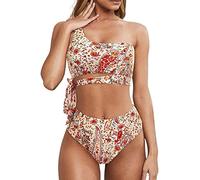 APGLSXY Ensemble de bikinis une épaule - Imprimé léopard - Maillot de bain 2 pièces - Maillot de bain pour femme - Maillot de bain à une épaule - Maillot de bain deux pièces - Imprimé léopard