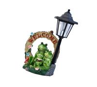 APGLSXY Lampe solaire décorative en forme de grenouille artistique activée par le soleil avec caractéristiques peintes à la main et base de jardinière de 12 x 5 cm de large