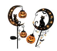 APGLSXY Lot de 2 lampes solaires d'automne en métal avec forme de lune et lampe suspendue pour extérieur pelouse entrée près des zones de porche au quotidien