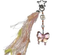 APGLSXY Porte-clés non conformiste à bordure pailletée avec breloque papillon étincelante et ruban en dentelle pour sac, a, taille unique