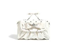 APGLSXY Sac à bandoulière élégant décoré de nœuds avec décorations en perles - Pratique en polyuréthane - Sac à main tendance pour femme - Joli sac à main avec nœud papillon, blanc