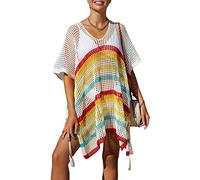APGLSXY Split Side Maillot de bain en tricot sans manches Maillot de bain Bikini Cover Ups manches courtes col en V maille maillot de bain maillot de bain cache-maillot de bain pour femme jupe femme