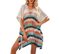 APGLSXY Split Side Maillot de bain en tricot sans manches Maillot de bain Bikini Cover Ups manches courtes col en V maille maillot de bain maillot de bain cache-maillot de bain pour femme jupe femme