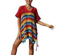 APGLSXY Split Side Maillot de bain en tricot sans manches Maillot de bain Bikini Cover Ups manches courtes col en V maille maillot de bain maillot de bain cache-maillot de bain pour femme jupe femme