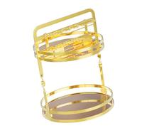 APGLSXY Support de maquillage rotatif avec deux compartiments et support de brosse visible pour commode, table à assembler rapidement, support de maquillage