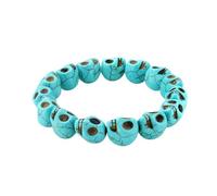 APGLSXY Tête de mort turquoise moderne de 19 cm - Accessoire confortable - Parfait pour ajouter des bords à n'importe quelle tenue - Bracelet de perles turquoise naturelles, One Size, Comme décrit