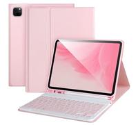 APHBZGE Étui avec clavier Bluetooth amovible pour iPad Air 11 2024 (M2), iPad Pro 11" 4e/3e/2e/1ère génération, rose