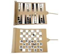 Apherin Enroulable Backgammon de Voyage, d'échecs et de Dames 3 en 1 - Design Double Face pour échecs(Beige)