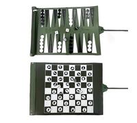 Apherin Enroulable Backgammon de Voyage, d'échecs et de Dames 3 en 1 - Design Double Face pour échecs(Vert), APH-01