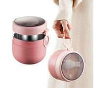 Aphmeir Overnight Oats Contenants avec couvercles, 591 ml en acier inoxydable à l'intérieur avec cuillère, récipients alimentaires isothermes portables pour petit-déjeuner sur le pouce (rose)
