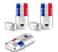 Aphohome Lot de 3 bâtons rouges blancs et bleus pour les yeux noirs, peinture pour visage de drapeau de la coupe du monde, peinture pour les yeux de sport, compatibles avec les accessoires du 4