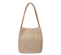 Aphoraeny Sac de plage en paille, sac fourre-tout, sac à main, sac à bandoulière, sac fourre-tout, sac à main d'été pour femme, beige foncé, Large