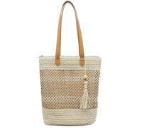 Aphoraeny Sac de plage en paille, sac fourre-tout, sac à main, sac fourre-tout en paille, sac à main d'été, sac à main d'été pour femme, Rayures beiges