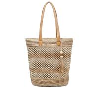 Aphoraeny Sac de plage en paille, sac fourre-tout, sac à main, sac fourre-tout en paille, sac à main d'été, sac à main d'été pour femme, Rayures marron