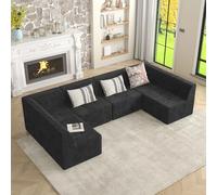 aphrophina Canapé sectionnel modulaire en forme de U pour des réunions confortables, confortable et polyvalent, pour les salons et les chambres, noir