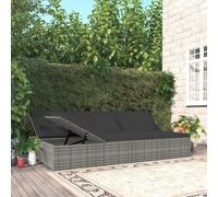 aphrophina Lit de soleil d'extérieur et canapé convertible avec coussins pour piscine ou terrasse en rotin gris foncé
