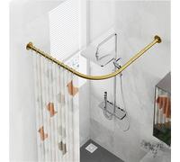 APHTOCF Tringle à Rideau De Douche en Forme De L sans Perçage, Barre De Douche Angle en Métal Universelle, 70 X 70 Cm, pour Salle De Bain, Baignoire, Magasin De Vêtements, Or