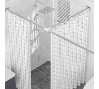 APHTOCF Tringle à Rideau De Douche en Forme De T, Droite Barre De Douche d'angle Extensible Acier Inoxydable sans Percage, pour Salle De Bain, Douche, Baignoire, Vestiaire(Size:A 110-170+70-110cm)