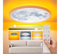 Aphyni Lampe de Plafond LED Moonlight Ø40cm, 33W Dimmer Lampe de Plafond avec Veilleuse, 3000-6500K 3800LM IP44 Étanche Plafonnier avec Minuterie et Fonction Mémoire pour Chambre, Chambre d'Enfant