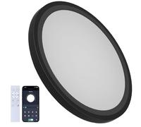 Aphyni Plafonnier LED Dimmable 33W, Lampe de Plafond Ultra Fine 2,5 cm, 3000K-6500K, Télécommande et Contrôle via App, Lumière Nocturne 5W, Pour Chambre Cuisine Bureau, Ø40cm Noir