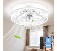 Aphyni Ventilateur de plafond 50cm avec éclairage, 3 températures de couleur et 6 vitesses, ventilateur de plafond avec lampe, plafonnier moderne pour chambre, salon, cuisine