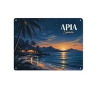Apia Samoa Night Landscape Illustration_001 Plaque Métal, Décoration Murale | Décorez la chambre avec des panneaux déco en métal pour une ambiance épurée.