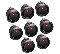 APIELE KCD2-102N Lot de 8 interrupteurs à bascule 2 positions ON-OFF avec interrupteur LED DPST 3 broches 12 V 20 A pour voiture, bateau, appareils ménagers (rouge)