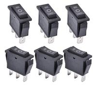 APIELE KCD3-103 Lot de 6 interrupteurs à bascule 3 positions ON-OFF avec SPDT 3 broches, 250 V 16 A, interrupteur à bascule pour maisons, industrie, bricolage KCD3-103 (marche/arrêt-marche), noir